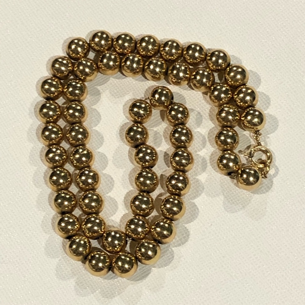 Vintage 12K GF Bead Necklace on Gold Chain 16”